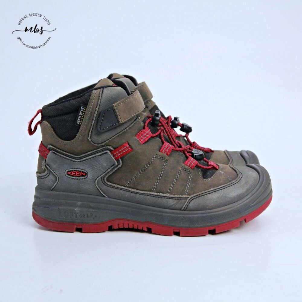 Keen Redwood Mid WP Boots‎ Gray Green Red Women 6.5 Youth 5